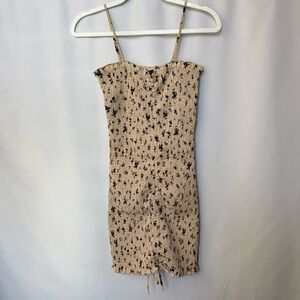 Beige and Black Floral Dress